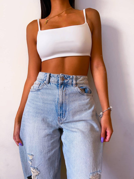 Plain White Backless Top